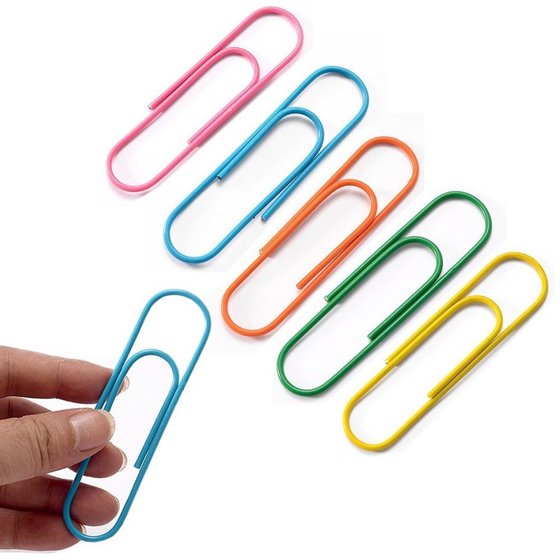 BronaGrand 4 Inch Extra Large Paper Clips Vinyl Coated, 25 Pieces Jumbo Giant Paper Clip,Mixed Colors - Image 1